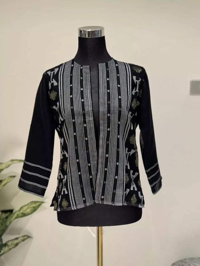 Obsidian Elegance Jamdani Jacket - Image 1