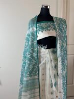 Saree turquoise cotton - Image 4
