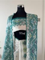 Saree turquoise cotton - Image 3