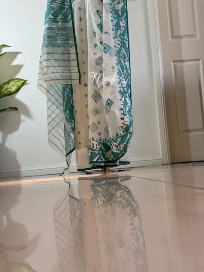 Saree turquoise cotton - Image 5