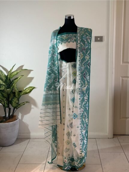 Saree turquoise cotton