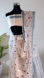 Saree white with blue touch